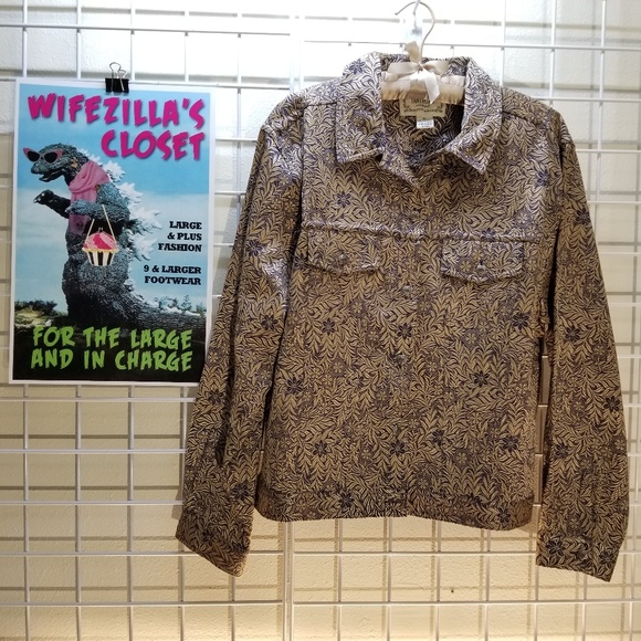 Tantrums Gold and Navy Blue Brocade Blazer Size XL - Picture 1 of 6